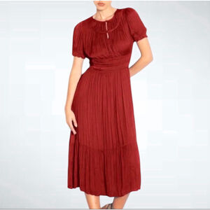 Anthropologie Current Air Brooklyn Midi Dress in Burgundy Size M